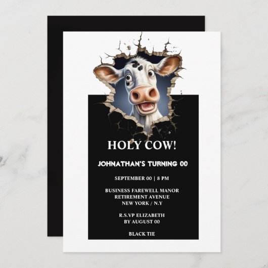 Grappige koe elke leeftijd verjaardag afstuderen p kaart (Voorkant / Achterkant)