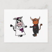 Grappige Koe en Bull Wedding Briefkaart (Voorkant)