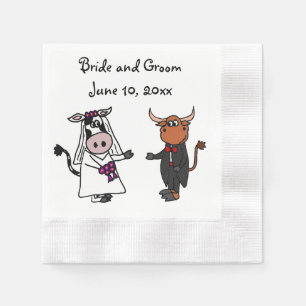 Grappige Koe en Bull Wedding Design Servetten