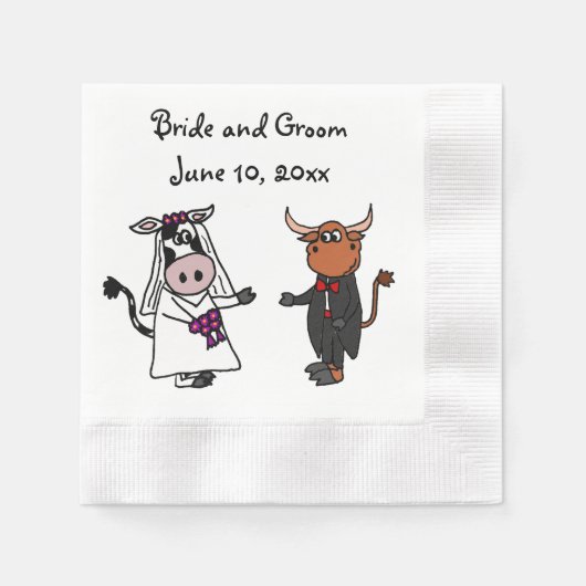 Grappige Koe en Bull Wedding Design Servetten (Voorkant)