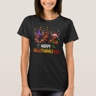 Grappige Koe Gelukkig Hallothanksmas Halloween Tha T-shirt