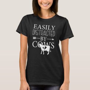 Grappige Koe Gemakkelijk Afgeleid Door Koeien Zuiv T-shirt