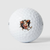Grappige koe gezicht verbaasde look boerderijdiere golfballen (Voorkant)