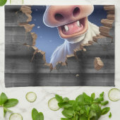 Grappige koe gluren cartoon boerderijdieren schatt theedoek (Gevouwen)