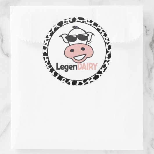 Grappige koe grap ronde sticker (Tas)
