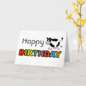 Grappige koe Happy Birthday Kaart (Gele Bloem)