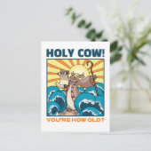 Grappige Koe Heilige Koe! Hoe oud ben je? Dierenst Briefkaart (Staand voorkant)