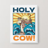 Grappige Koe Heilige Koe! Visuele Woordspeling Die Button (Voorkant)