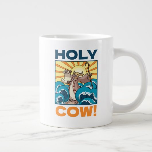 Grappige Koe Heilige Koe! Visuele Woordspeling Die Grote Koffiekop (Rechts)