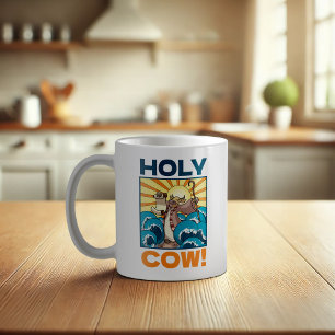 Grappige Koe Heilige Koe! Visuele Woordspeling Die Koffiemok