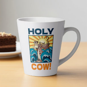 Grappige Koe Heilige Koe! Visuele Woordspeling Die Latte Mok
