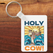 Grappige Koe Heilige Koe! Visuele Woordspeling Die Sleutelhanger (Voorkant)