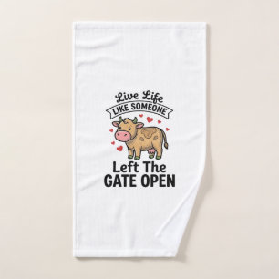 Grappige koe hek open vintage gravure shirt ontwer handdoek