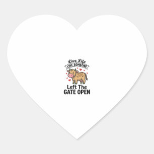 Grappige koe hek open vintage gravure shirt ontwer hart sticker