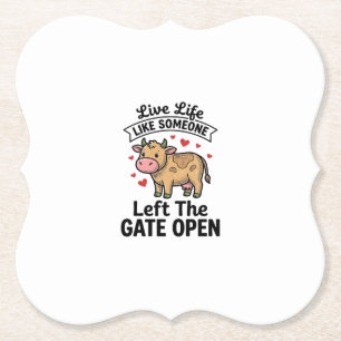 Grappige koe hek open vintage gravure shirt ontwer kartonnen onderzetters
