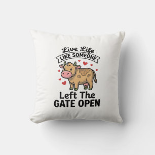 Grappige koe hek open vintage gravure shirt ontwer kussen