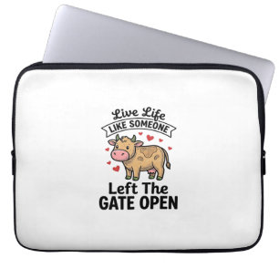 Grappige koe hek open vintage gravure shirt ontwer laptop sleeve