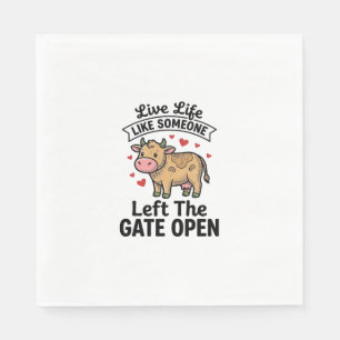 Grappige koe hek open vintage gravure shirt ontwer servet