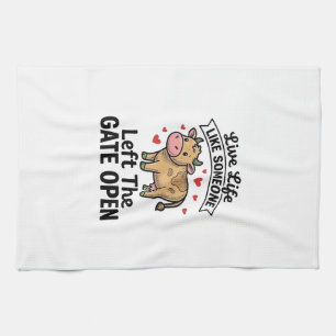 Grappige koe hek open vintage gravure shirt ontwer theedoek