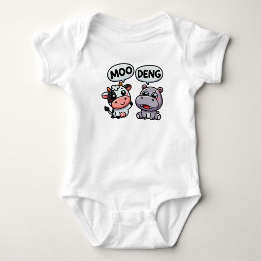 Grappige Koe & Hippo Duo – Moo Deng Romper (Voorkant)