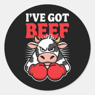 Grappige Koe Ik Heb Rundvlees Humor Sarcastisch Bo Ronde Sticker