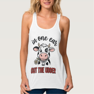 Grappige Koe In Een Oor Uit De Uier T-Shirt Ontwer