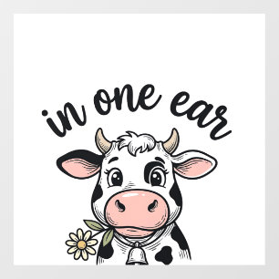 Grappige Koe In Een Oor Uit De Uier T-Shirt Ontwer Raamsticker
