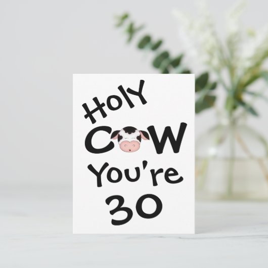 Grappige Koe Je bent 30 jarig Briefkaart (Staand voorkant)