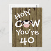 Grappige Koe Je bent 40 jarig Briefkaart (Voorkant / Achterkant)