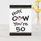Grappige Koe Je bent 50 jarig Wenskaart Kaart (Gele Bloem)
