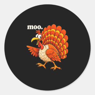 Grappige koe kalkoen thanksgiving humor herfst boe ronde sticker