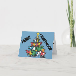Grappige Koe Kerstboom Pun Abstract Kaart