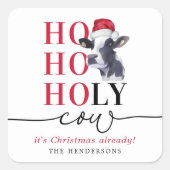 Grappige Koe kerstvakantie Vierkante Sticker (Voorkant)