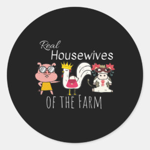 Grappige Koe Kip Varken Dieren Echt Huisvrouwen Va Ronde Sticker