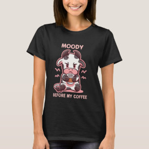 Grappige Koe Koffie Chagrijnig Voor Mijn Koffie Pu T-shirt