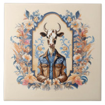 Grappige Koe Kunst Keurige Oude Cowboy uit het Wil