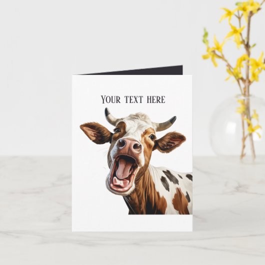 Grappige koe liefhebbers aanpasbaar kaart (Gele Bloem)