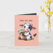 Grappige koe liefhebbers aanpasbaar kaart (Gele Bloem)