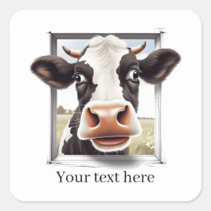 Grappige koe liefhebbers aanpasbaar vierkante sticker