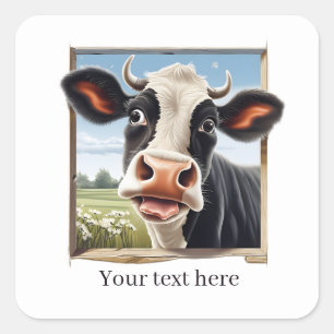 Grappige koe liefhebbers aanpasbaar vierkante sticker