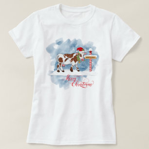 Grappige Koe liefhebbers Christmas North Pole T-shirt