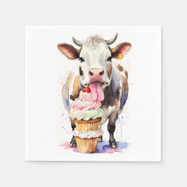 Grappige Koe likken cupcakes voor Koe liefhebbers Servet