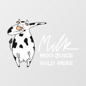 Grappige Koe Melk Moo Sap Te Koop Hier Raamsticker (Vel)