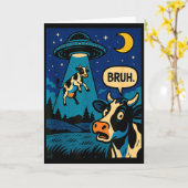 Grappige Koe Meme Ufo Alien Dierenpark Jongens Mei Kaart (Gele Bloem)