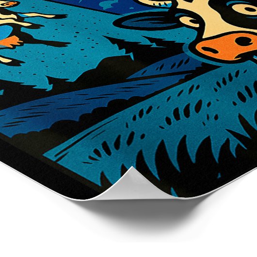 Grappige Koe Meme Ufo Alien Dierenwinkel Jongens M Poster (Hoek)