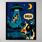Grappige Koe Meme Ufo Alien Dierenwinkel Jongens M Poster (Voorkant)