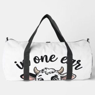 Grappige Koe Met Één Oor Uit De Uier T-Shirt Ontwe Plunjezak