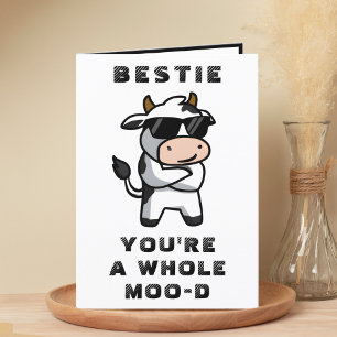 Grappige Koe Moo Mood Beste Vriend Gelukkige Verja Bedankkaart
