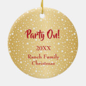 Grappige Koe Mooey Christmas Gold Star Achtergrond Keramisch Ornament (Achterkant)