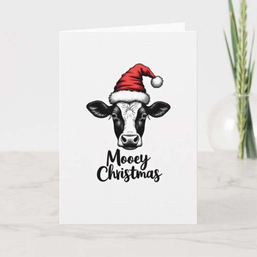 Grappige Koe Mooey Kerstmis Kaart (Voorkant)